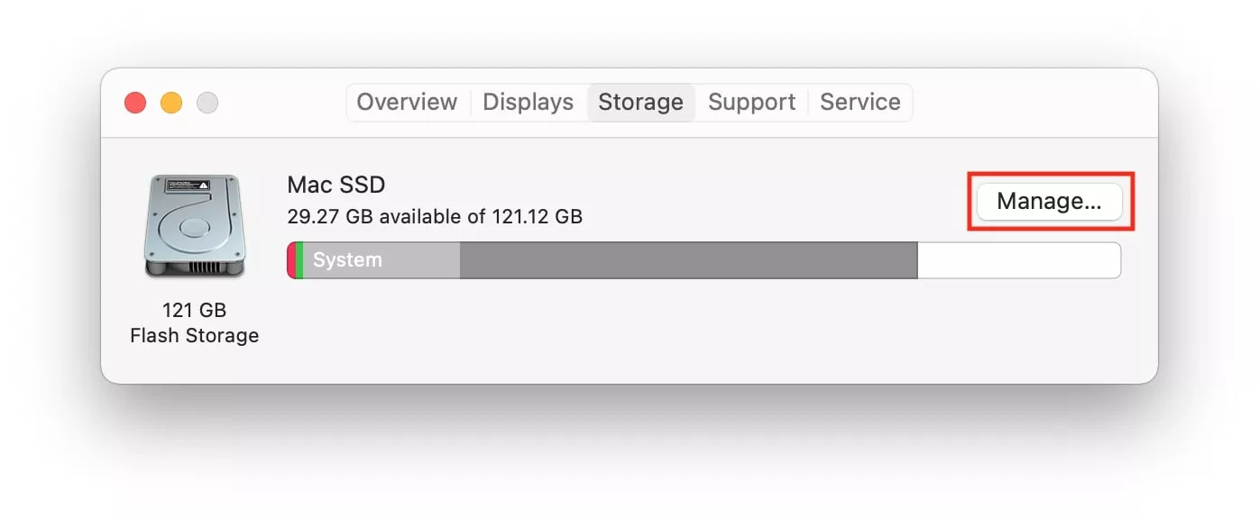 about this mac storage tab