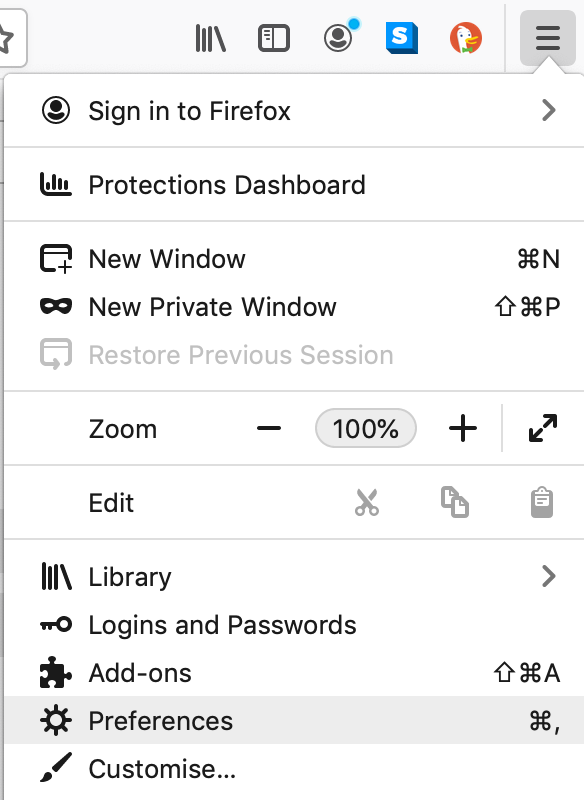 find firefox preferences button in firefox menu find firefox preferences button in firefox menu