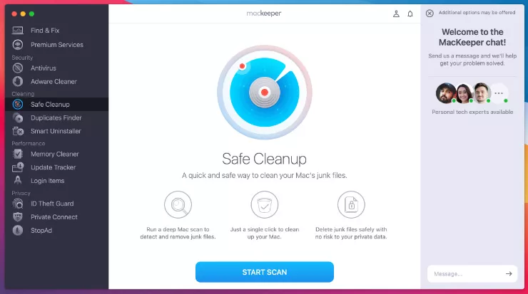 safe cleanup in mackeeper