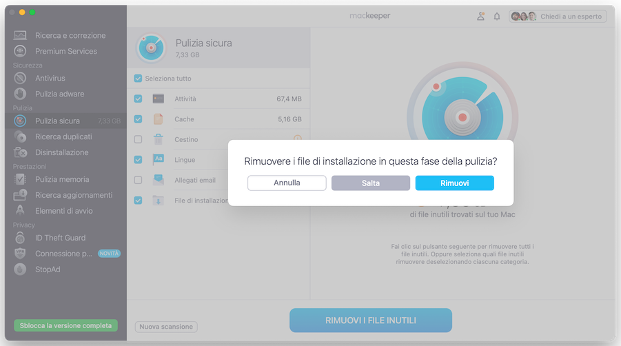 Clicca su Rimuovi nella finestra pop-up per svuotare il Cestino.