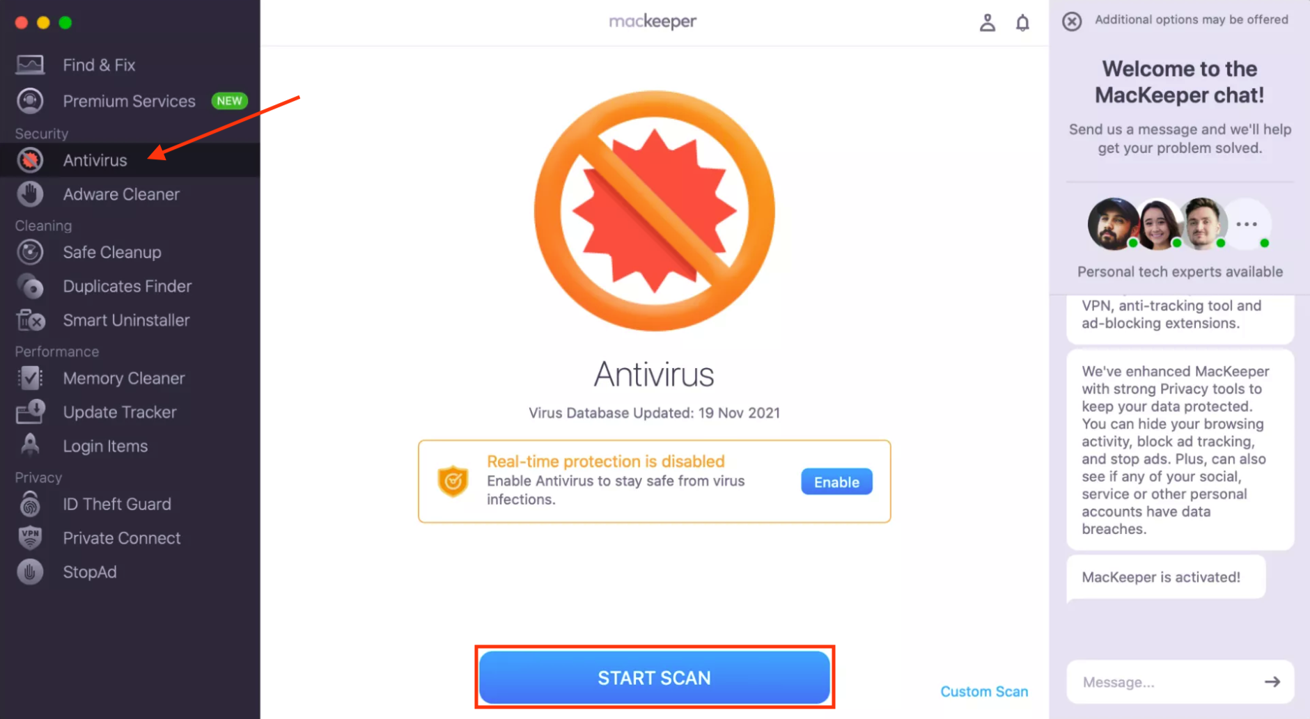 MacKeeper's Antivirus feature on Mac. To see if a virus is preventing you from being able to see USB devices on Mac, run MacKeeper's Antivirus and remove any threats that are found.