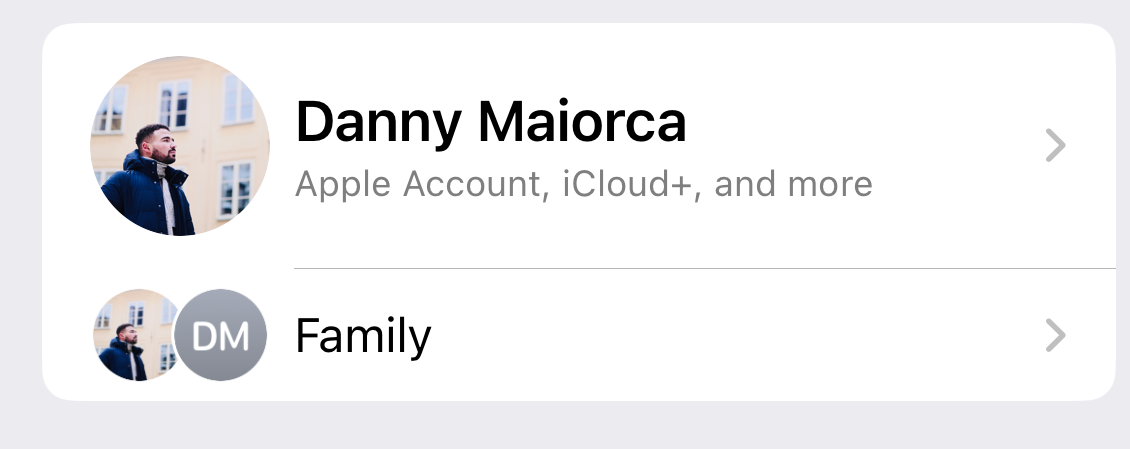 Before factory resetting your iPhone, go to your Apple Account. To do this, open the Settings app and select your Apple Account at the top.