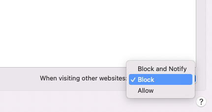Blocking all pop-ups in Safari.