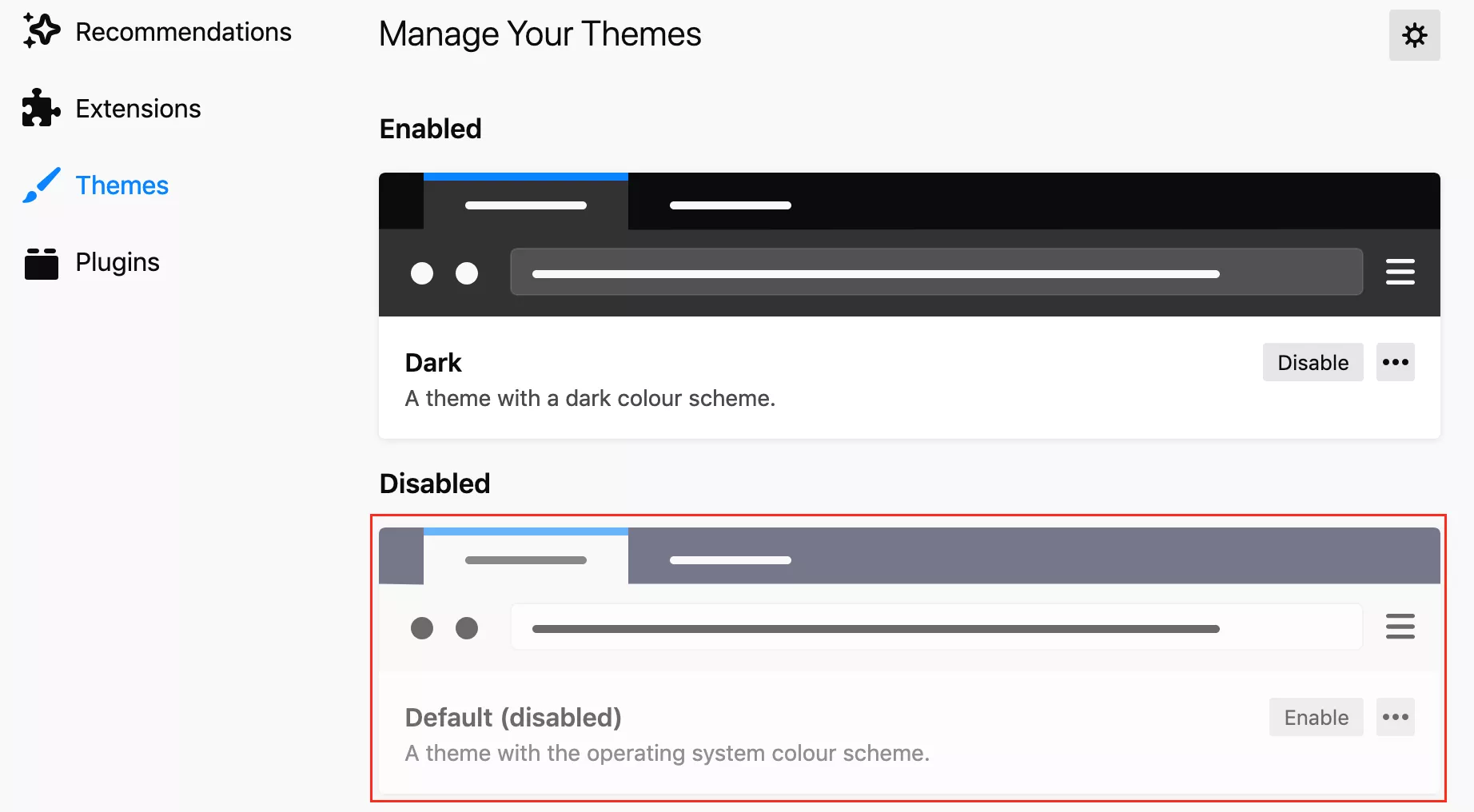 manage your themes menu in firefox