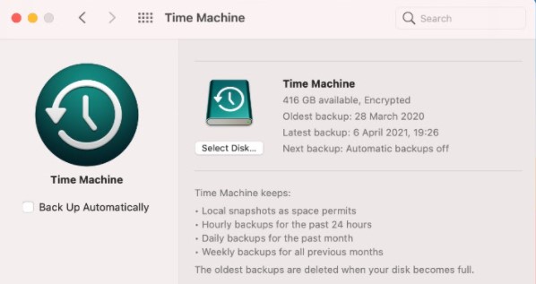 Disable backup Disable backup