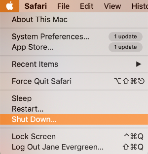 shut down your mac in apple menu shut down your mac in apple menu