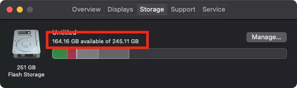 about this mac storage tab