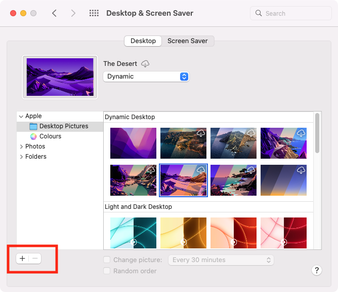 Desktop & Screen Saver > add image Desktop & Screen Saver > add image