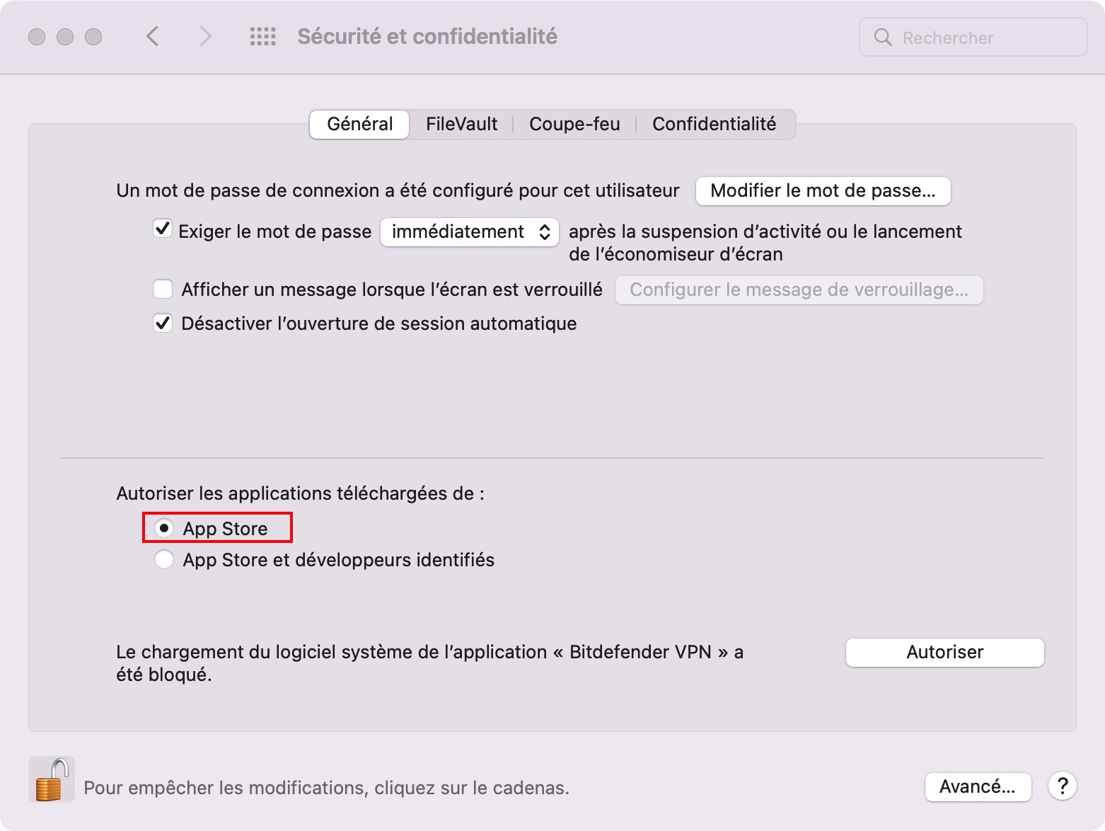 Sécurité et confidentialité macOS