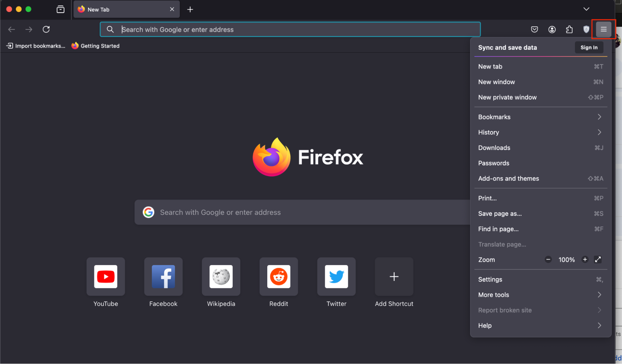 The Firefox browser settings menu shows the Settings option accessed via the three horizontal lines in the upper right corner. In Firefox settings you will be able to turn off pop-up blockers.