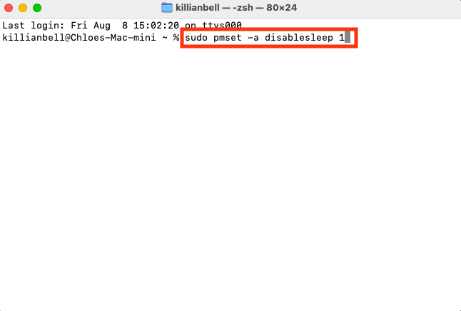 A command inside Terminal on Mac that prevents the computer from going to sleep. If you want to prevent Mac from sleeping on Sequoia, type this command and then hit enter.