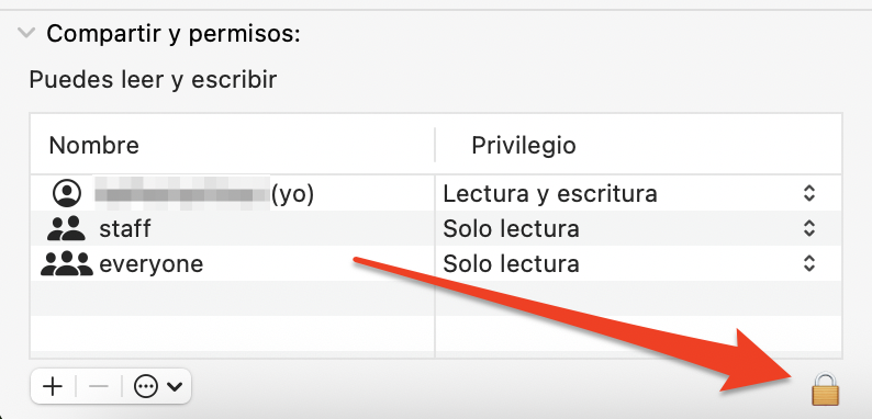 Aparecerá un icono de candado en la parte inferior de la pantalla. Haz clic en él para editar los permisos y la privacidad y así poder eliminarlo.
