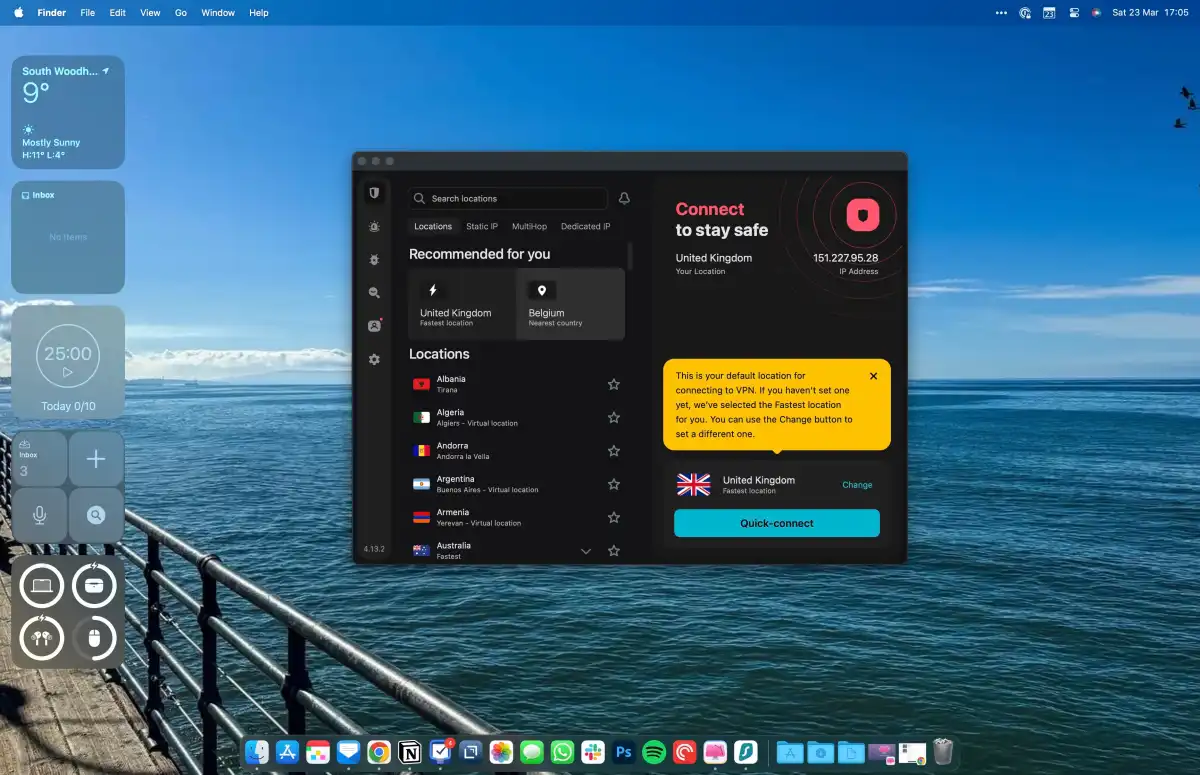 Open the Surfshark app on your Mac, then switch to the Antivirus tab to reach scan options and the real-time protection toggle.