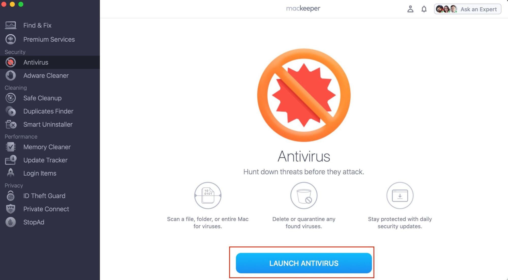 MacKeeper Antivirus User Interface MacKeeper Antivirus User Interface