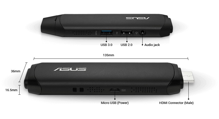 The Asus VivoStick is a complete PC in a stick, which you just plug into a monitor or TV. There are many Windows devices like this.