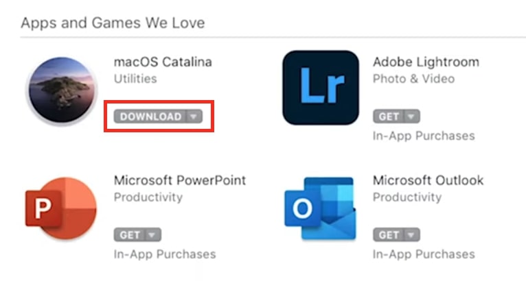 App Store macOS Catalina laden