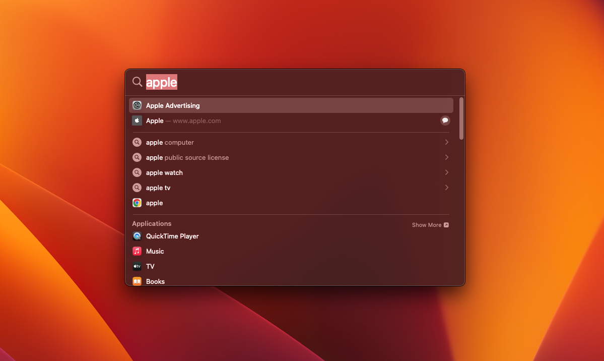Finding files, sites, apps, and more is simple with Spotlight Search, the macOS search function. Just start typing and see what you can find.