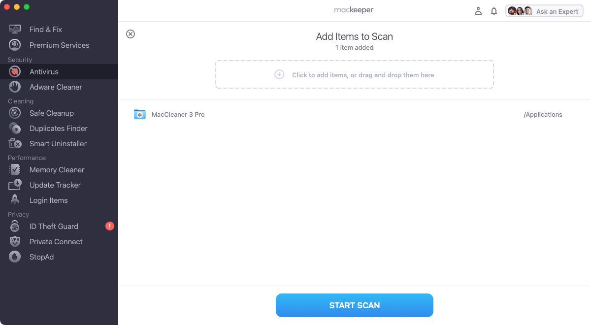 You can use MacKeeper's on-demand virus scanning to check apps and downloads for malware. It also offers real-time protection.