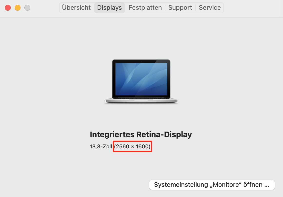 Über diesen Mac Displays Über diesen Mac Displays