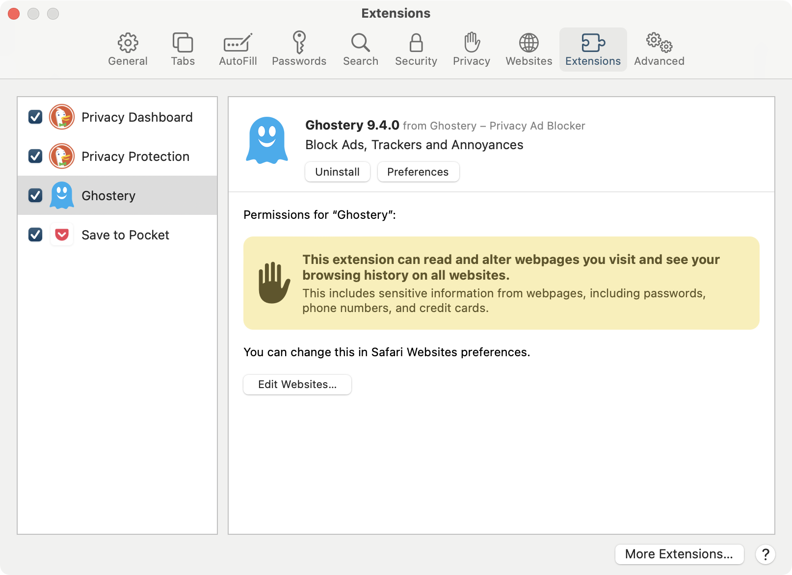 To remove extensions from Safari, go to Safari Preferences, open Extensions tab and delete suspicious items. To remove extensions from Safari, go to Safari Preferences, open Extensions tab and delete suspicious items.