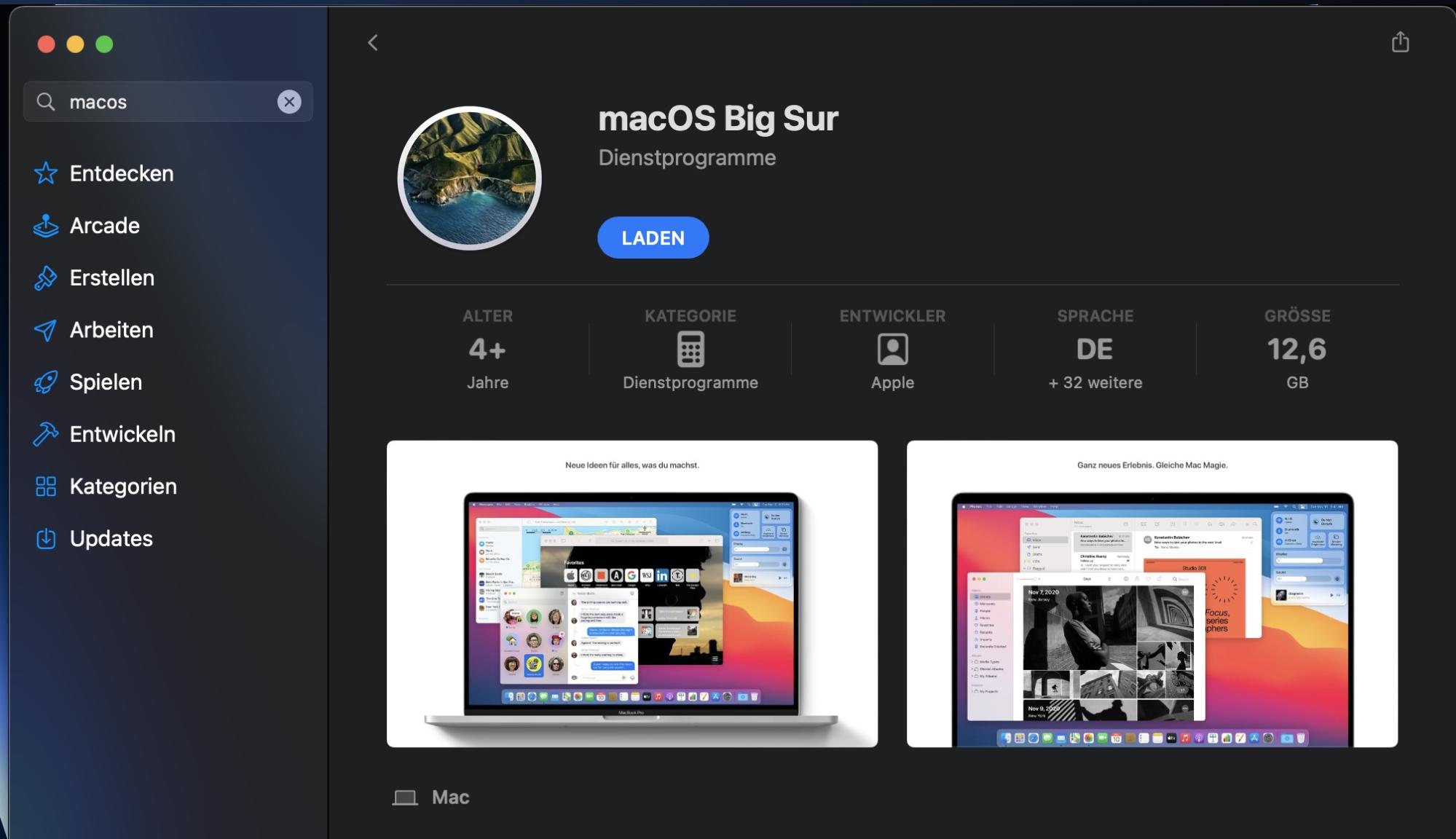 Im App-Store können Sie die neueste Version von macOs herunterladen und danach installieren. Hier wird Ihnen auch die Größe des Downloads angezeigt. Den App-Store findet man im Apple-Menü unter App-Store. Im App-Store können Sie die neueste Version von macOs herunterladen und danach installieren. Hier wird Ihnen auch die Größe des Downloads angezeigt. Den App-Store findet man im Apple-Menü unter App-Store.