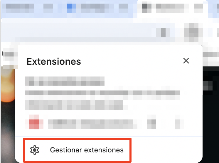 Selecciona Gestionar extensiones en el menú desplegable.
