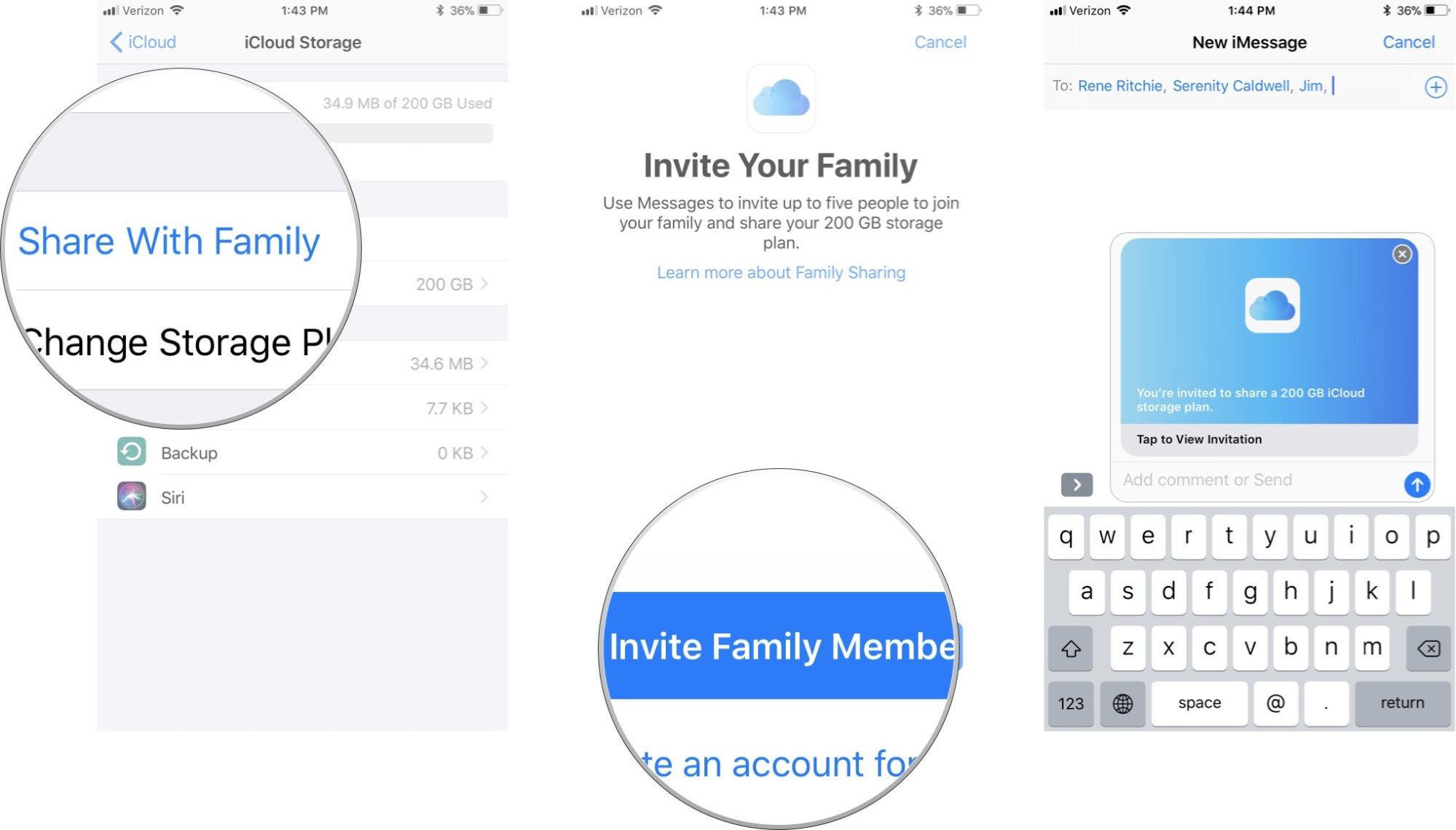 Open Family in System Settings, select iCloud+, and confirm that Share with Family is enabled so storage and extra features reach every member.