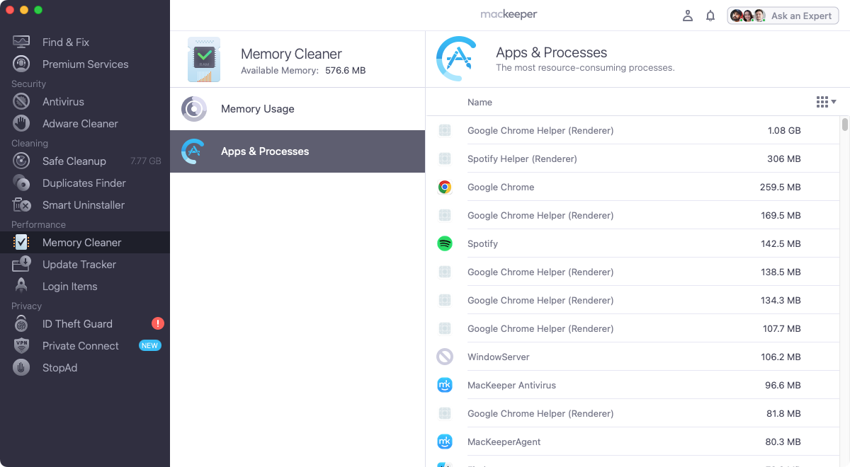 You can also get an itemized list of all the apps and processes that are currently running on your Mac, with information about how much RAM they're currently using. You can also get an itemized list of all the apps and processes that are currently running on your Mac, with information about how much RAM they're currently using.