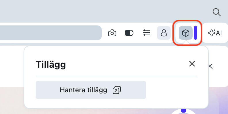 Att radera tillägg från Opera är inte svårt. Klicka på den kubformade ikonen högst upp i webbläsaren och välj sedan 'Hantera tillägg'.