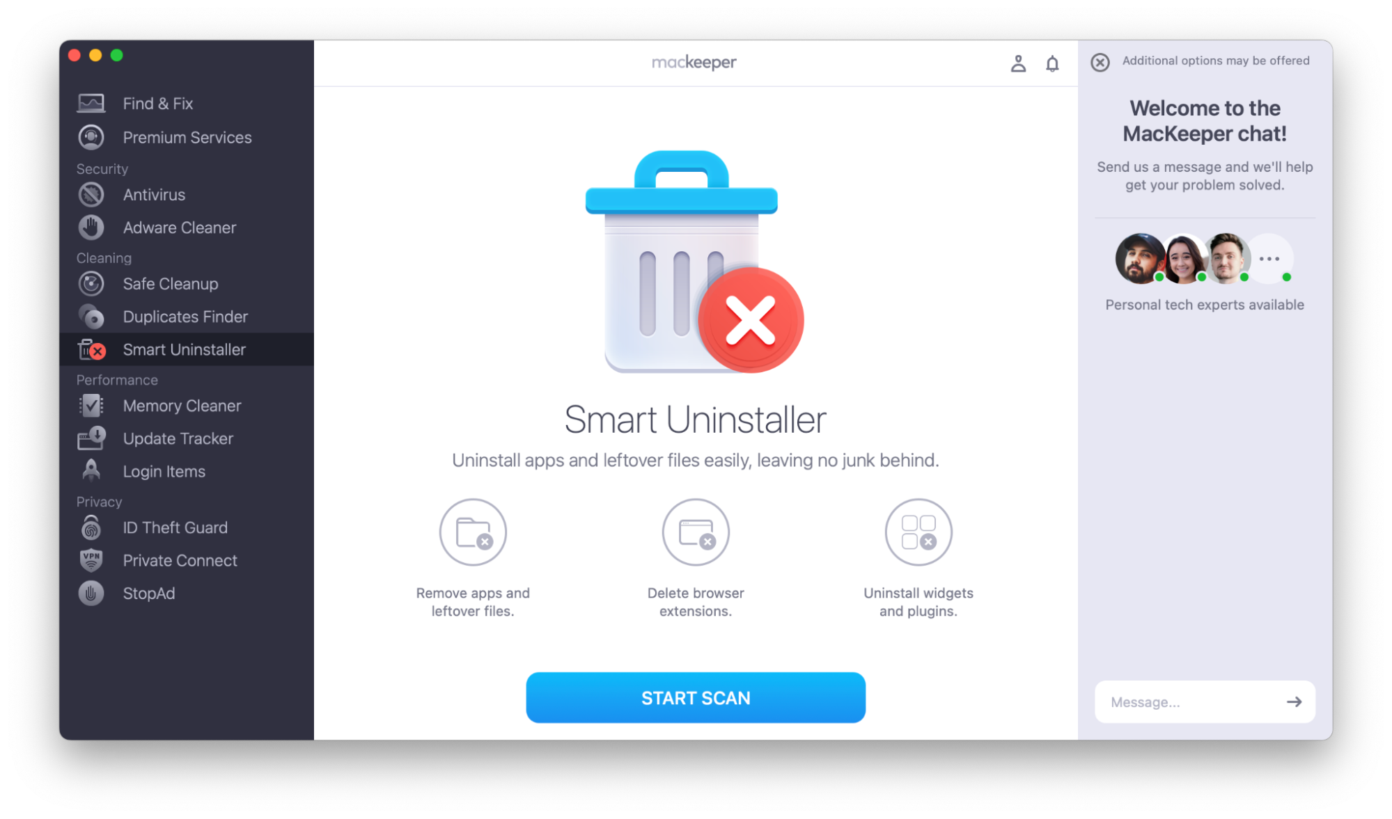 MacKeeper’s Smart Uninstaller, before running a scan. How to remove suspicious software from your Mac, as part of how to stop fake McAfee pop-ups on Mac.