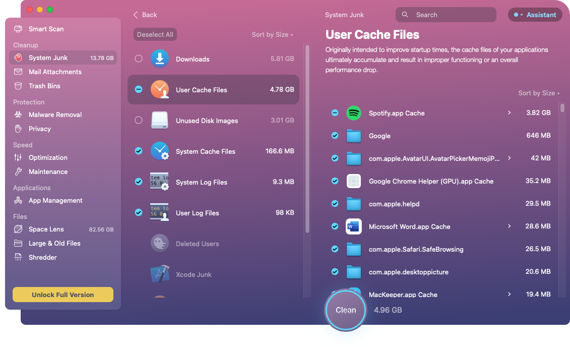 You can also search for the user cache files with the help of CleanMyMac’s System Junk feature. The result of scanning will also divide the information with the categories, which are the different junk types. You can also search for the user cache files with the help of CleanMyMac’s System Junk feature. The result of scanning will also divide the information with the categories, which are the different junk types.