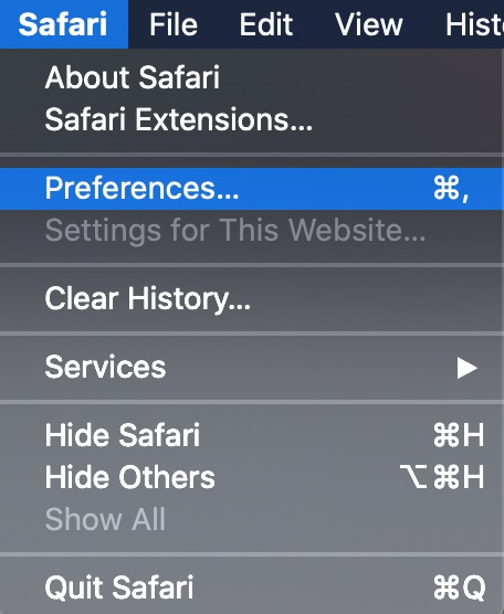 Opening the Apple drop-down menu with the Preferences selected and visually highlighted in blue