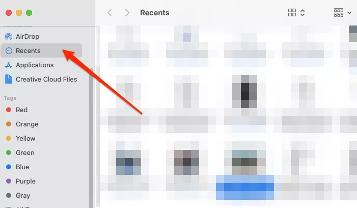 finder recents tab