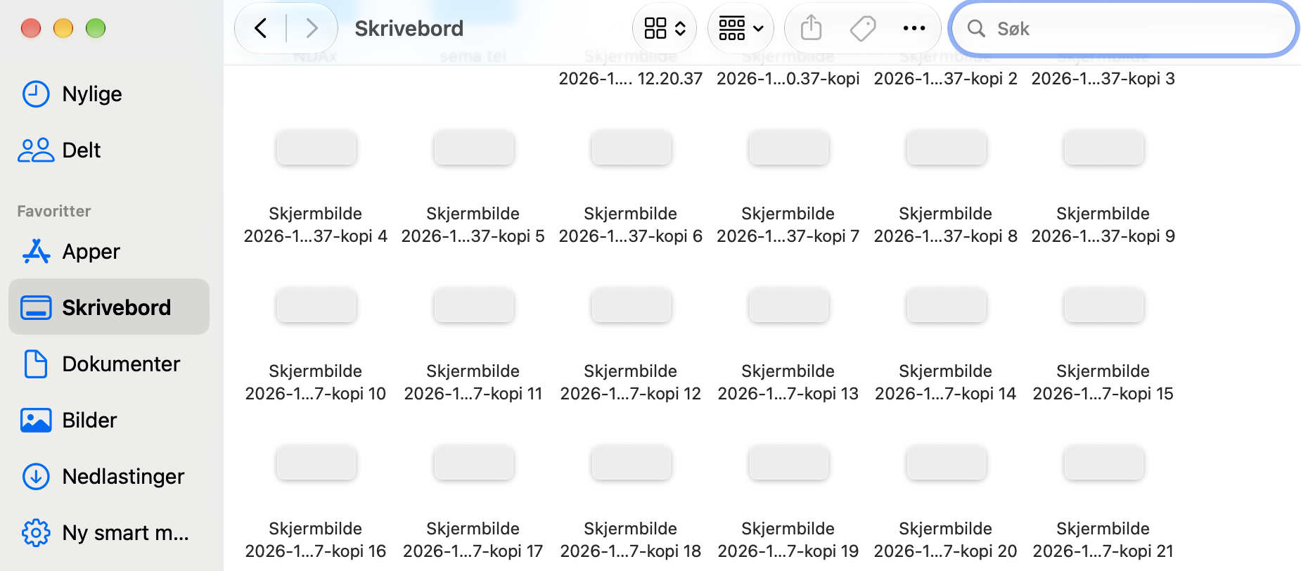 For å bli kvitt diskavbilder og arkiver fra Annet-lagringen på Macen din, må du først åpne et Finder-vindu og klikke på søkeboksen øverst til høyre på siden.