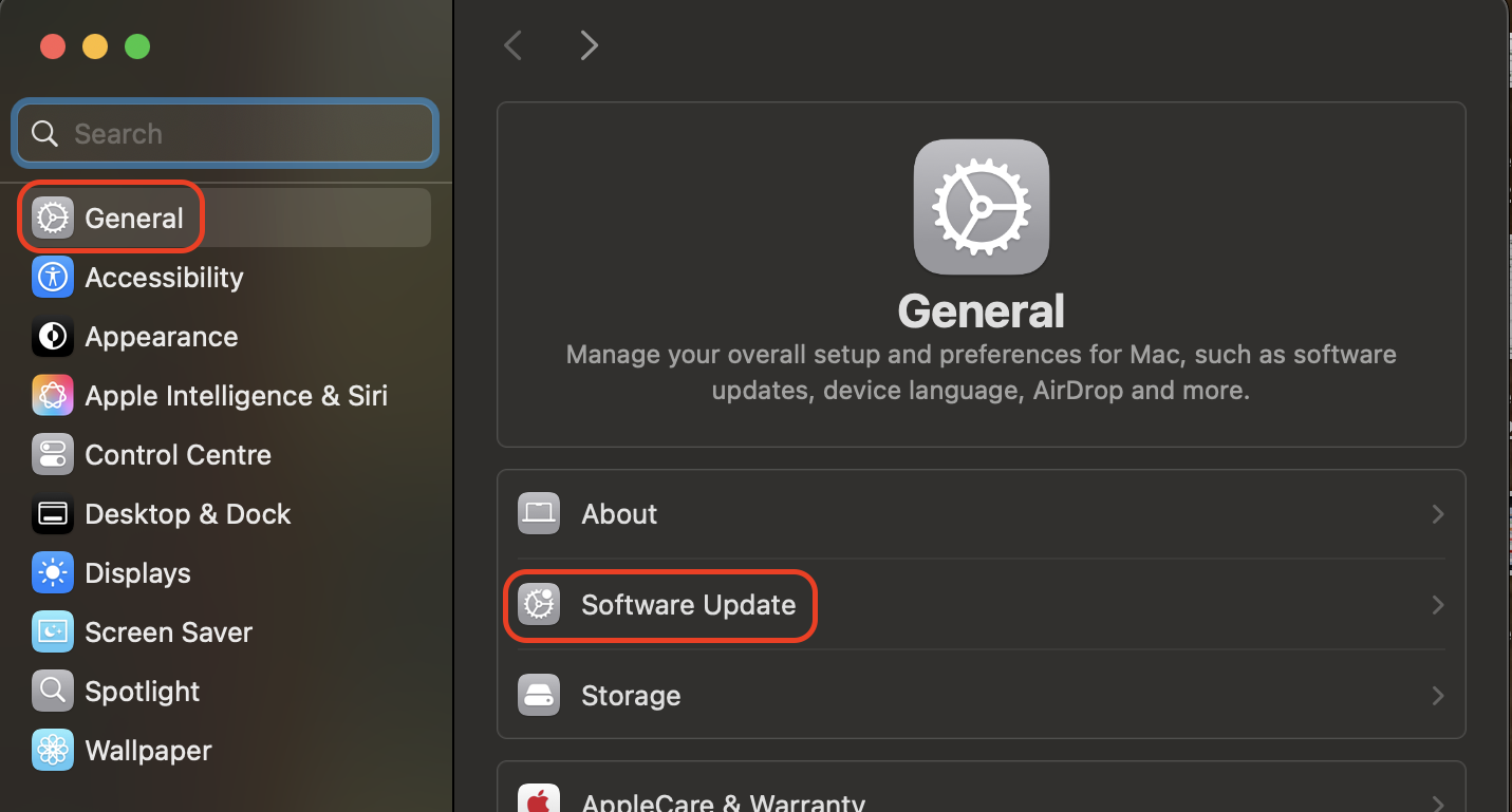 Open System Settings, go to General > Software Update, and install all available patches to ensure Safari and macOS run efficiently without causing overheating.