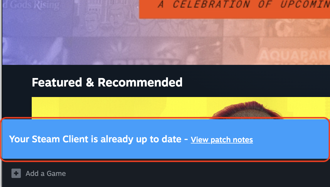 The Steam app on macOS shows 