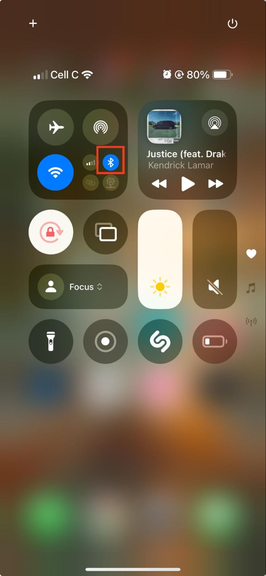 To find out if Bluetooth is enabled on your iPhone, swipe up or down your screen and tap the Bluetooth setting to reveal the Bluetooth status.
