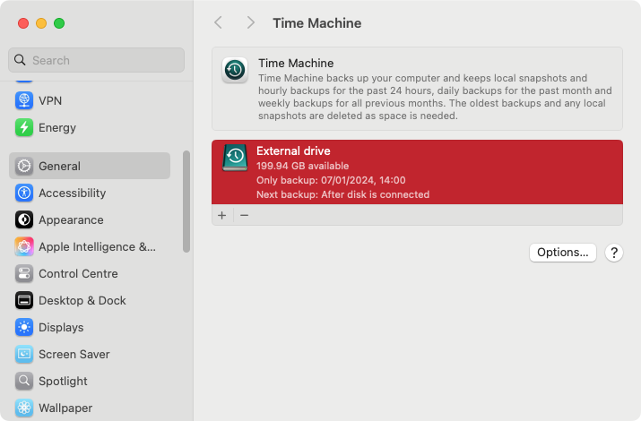 In your Time Machine settings, look for the external disk you use for your backups. Open this, then you can browse through and restore your backup, hopefully fixing whatever problems you're having with your Mac. In your Time Machine settings, look for the external disk you use for your backups. Open this, then you can browse through and restore your backup, hopefully fixing whatever problems you're having with your Mac.