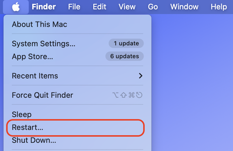 The Apple menu is opened on a Mac. Reset your Mac via Recovery Mode (for Intel or older Macs) to factory reset macOS Monterey.