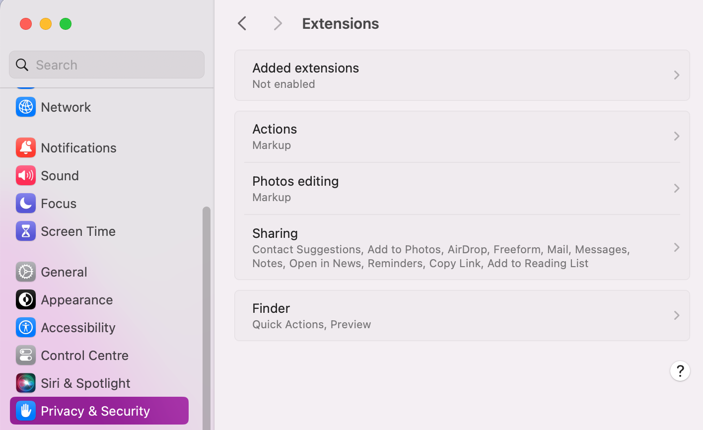 Then, you’ll want to go into your Privacy & Security tab to review permissions on any unwanted screen-sharing or display-related apps you no longer need enabled.