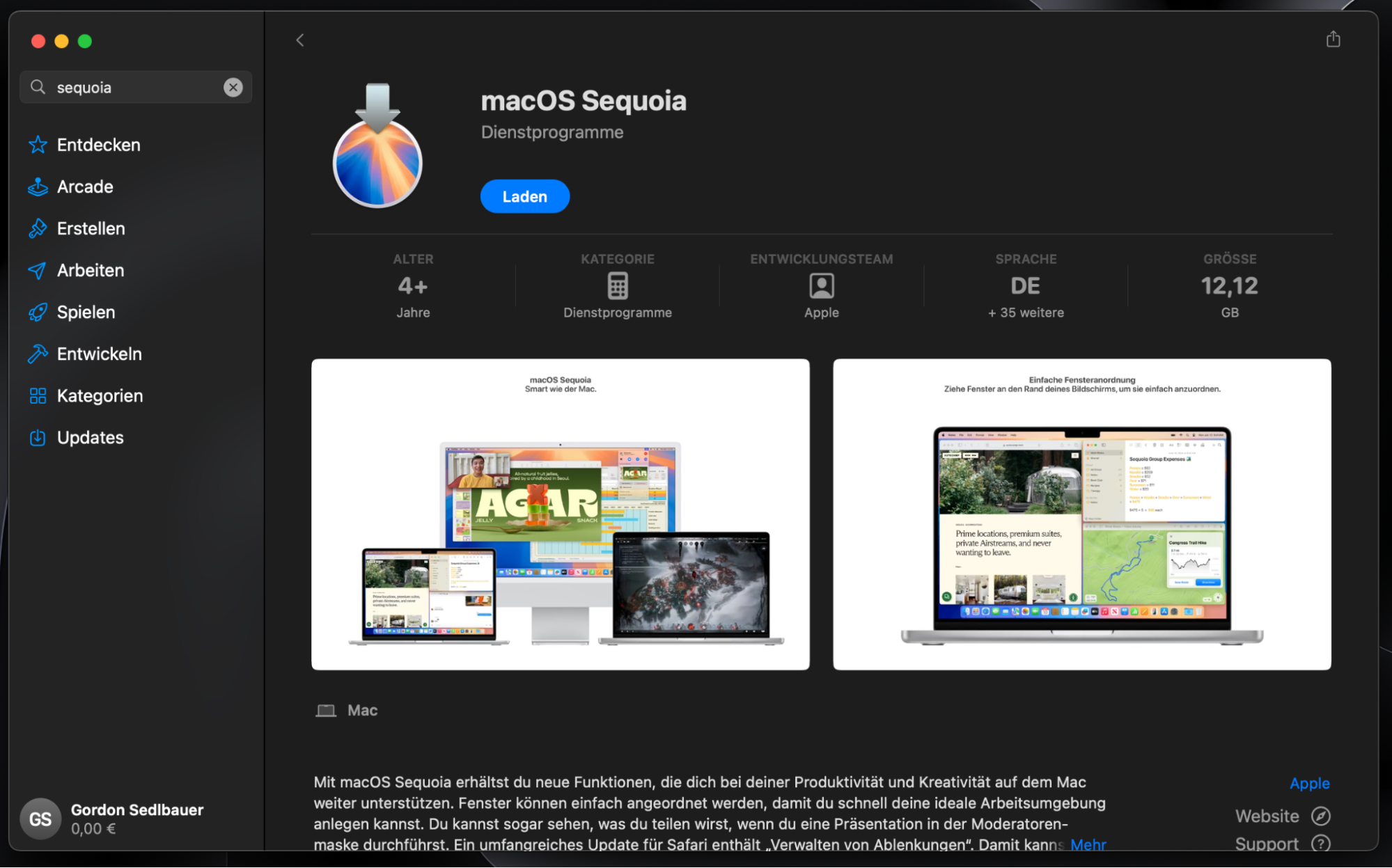 Suchen Sie im Mac App Store einfach nach der Version von macOS, die Sie zum Erstellen Ihres bootfähigen USB-Installationsprogramms verwenden möchten.