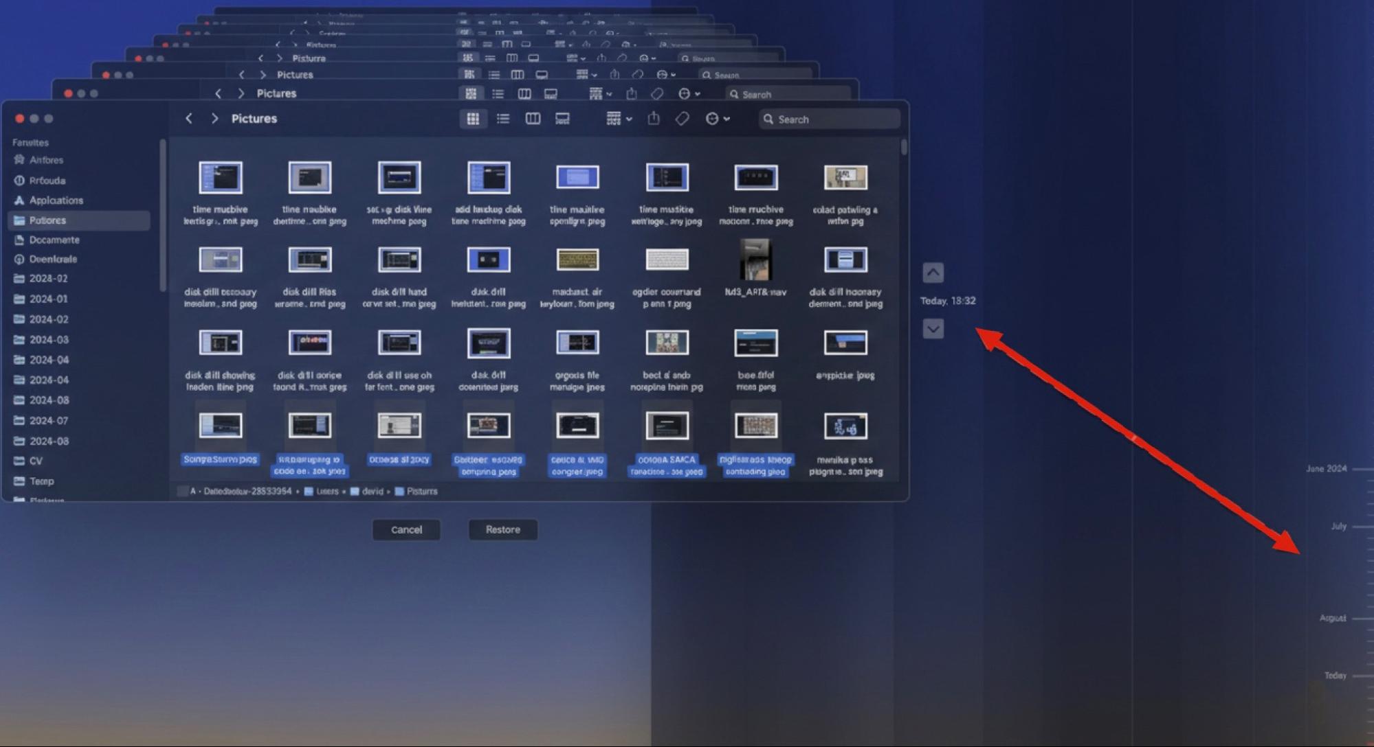 Navegue pelos backups disponíveis do Time Machine. Encontre um que tenha sido criado antes de você instalar o trojan suspeito no seu Mac.