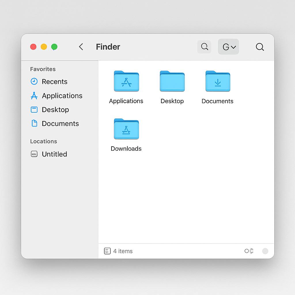 To rebuild Finder preferences, first open Finder, and press the Command + Shift + G combination for opening the Go to Folder window.