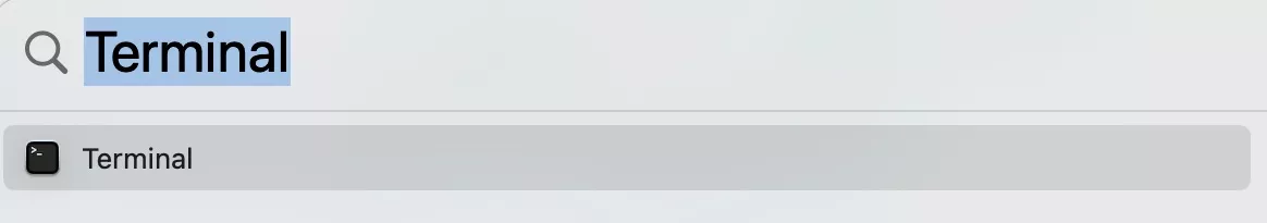 Als je het probleem wilt oplossen dat de prullenbak niet leeg te krijgen is op de Mac, heb je mogelijk Terminal nodig. Ga naar Spotlight en typ Terminal om te beginnen.