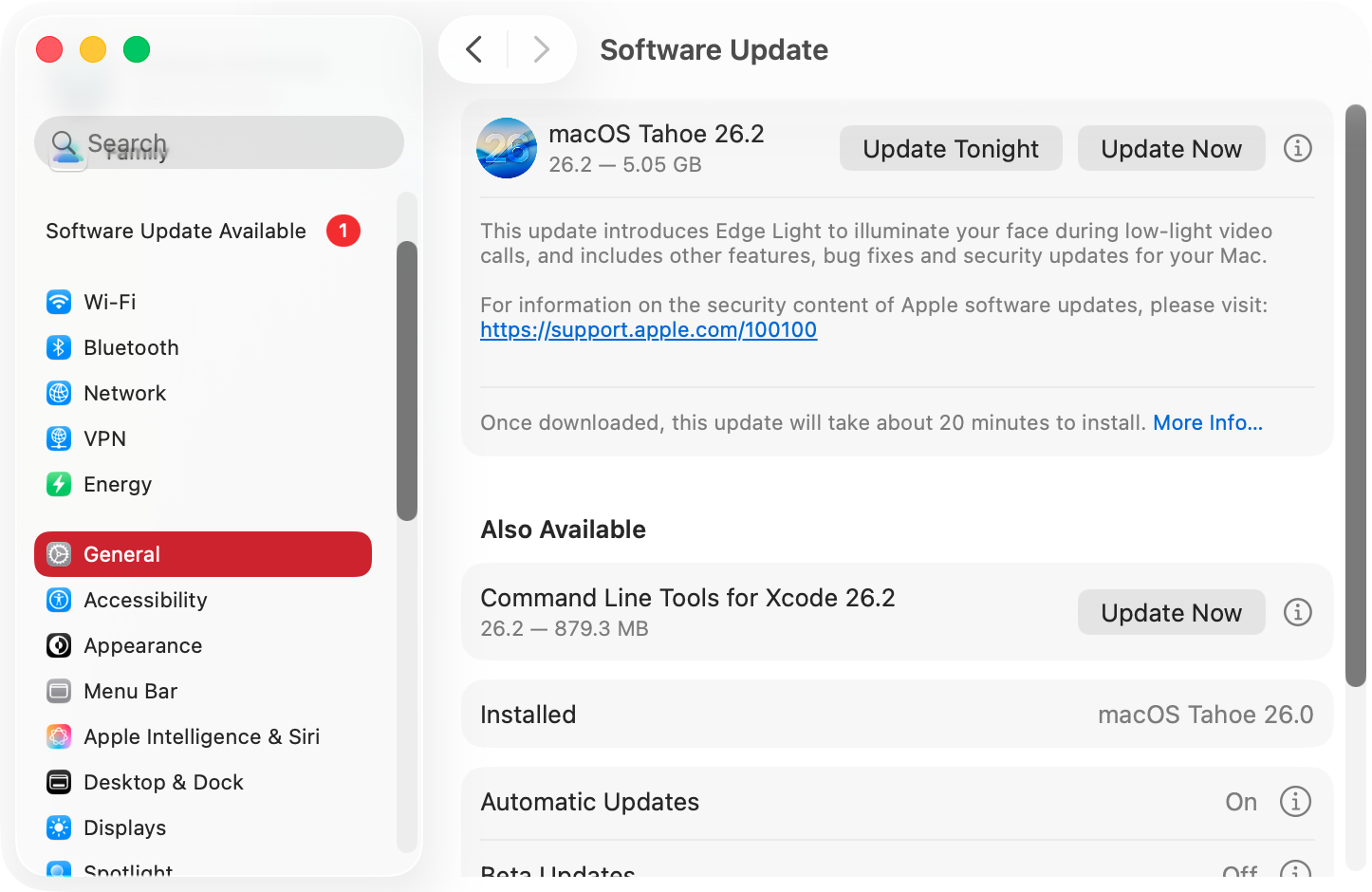 If there's an update, your Mac's System Settings will automatically find it, and you'll have the option to 'Update Tonight' or 'Update Now'. Click 'Update Now' to proceed.
