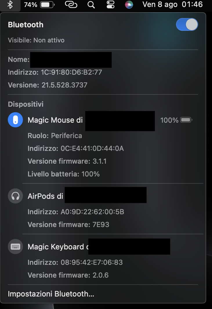 Ripristina il modulo Bluetooth per risolvere il problema del mouse che non funziona su Mac. Nelle versioni di macOS precedenti a Monterey, tieni premuti i tasti Maiusc + Alt/Opzione e clicca sull'icona Bluetooth nella barra dei menu. Seleziona l'opzione Ripristina il modulo Bluetooth.