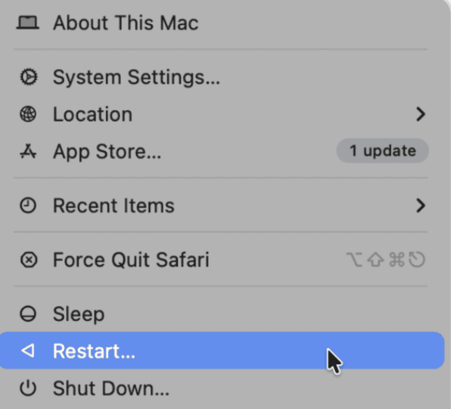 Restarting your device is a great way to rest your device if it's struggling to keep up with macOS Tahoe. To quickly close all your apps and stop all processes that are running, we recommend restarting your device. Just click on the Apple Icon and select Restart.