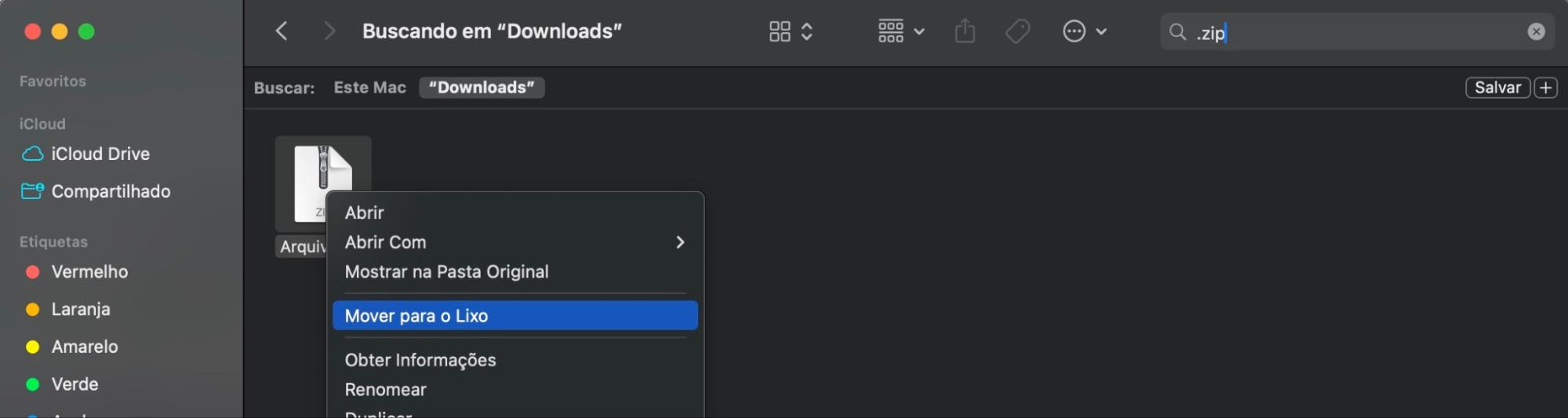 Só resta clicar com o botão direito nos arquivos instaladores DMG que você deseja apagar e selecionar Mover para o Lixo. Não se esqueça de esvaziar o lixo depois para excluir esses arquivos permanentemente do seu MacBook ou iMac.