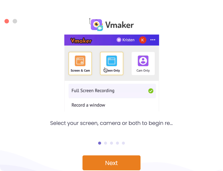 To perform a screen recording on your Mac, launch Vmaker and allow permissions to record your screen and access your microphone.