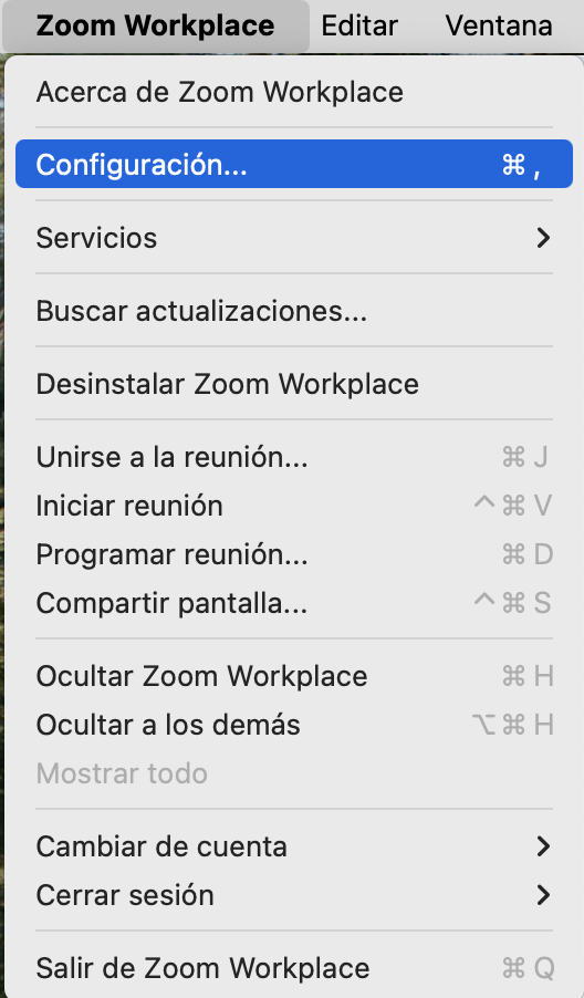 Seleccione Preferencias en el menú desplegable de usuario de Zoom para comprobar la configuración de Zoom en tu Mac. Seleccione Preferencias en el menú desplegable de usuario de Zoom para comprobar la configuración de Zoom en tu Mac.